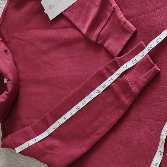 NWT Athleta XS 24/7 Funnel Neck Relaxed Organic Cotton Burgundy Sweatshirt - Picture 9 of 16
